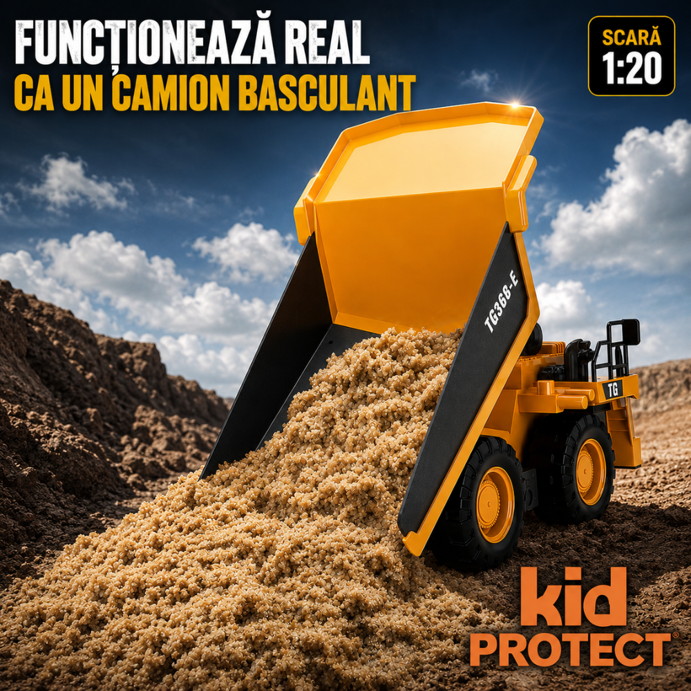 Basculanta Cu Telecomanda Pentru Copii KidProtect TitanDump RC