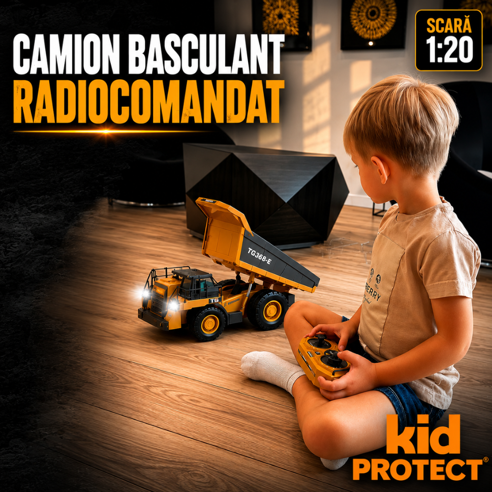 Basculanta Cu Telecomanda Pentru Copii KidProtect TitanDump RC