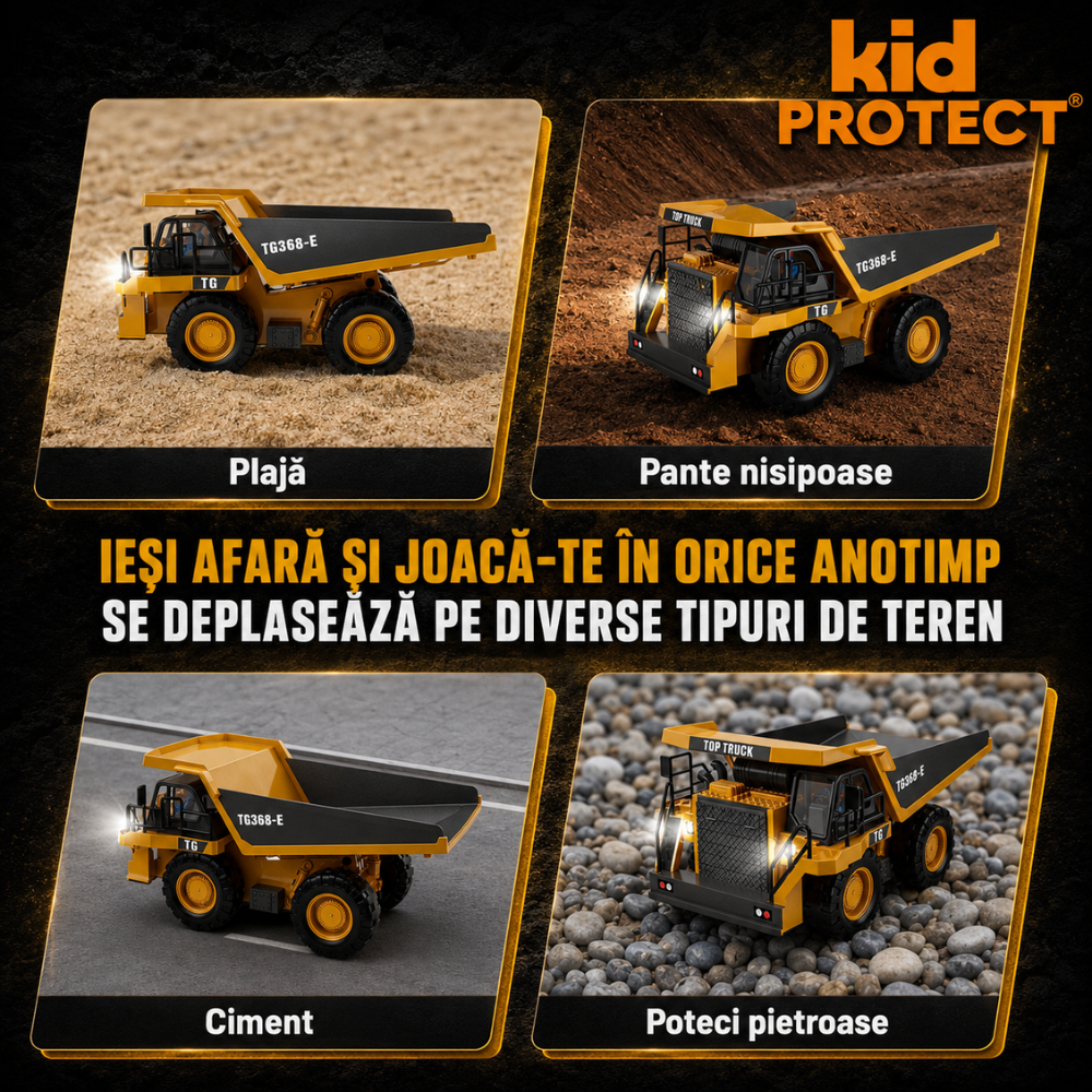 Basculanta Cu Telecomanda Pentru Copii KidProtect TitanDump RC