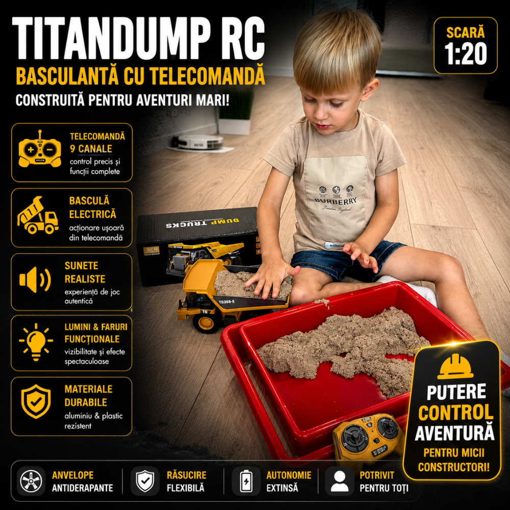 Basculanta Cu Telecomanda Pentru Copii KidProtect TitanDump RC