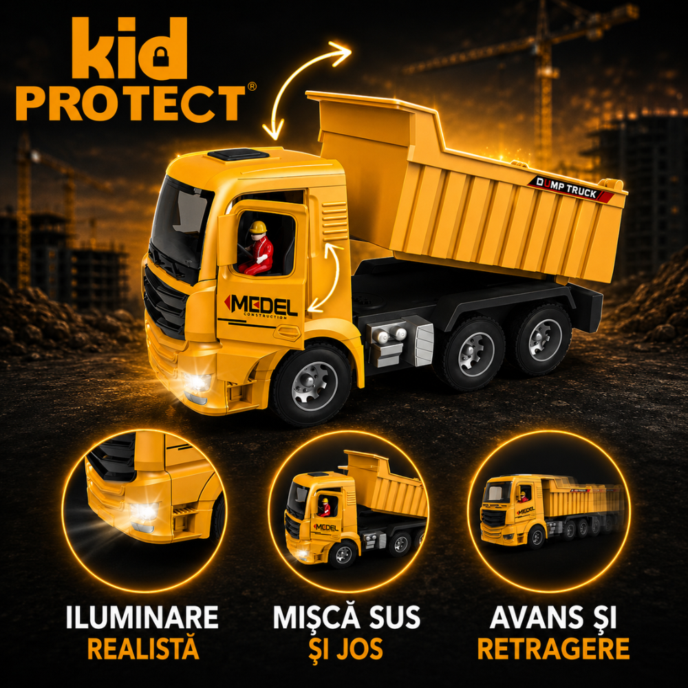 Basculanta Super Realista Cu Telecomanda Pentru Copii KidProtect PowerHaul Remote