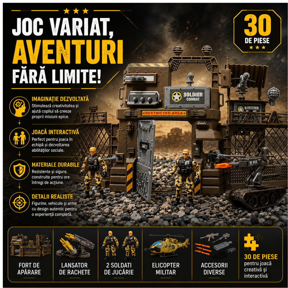 Set Militar de Jucarie Pentru Copii KidProtect Battle Fortress Command
