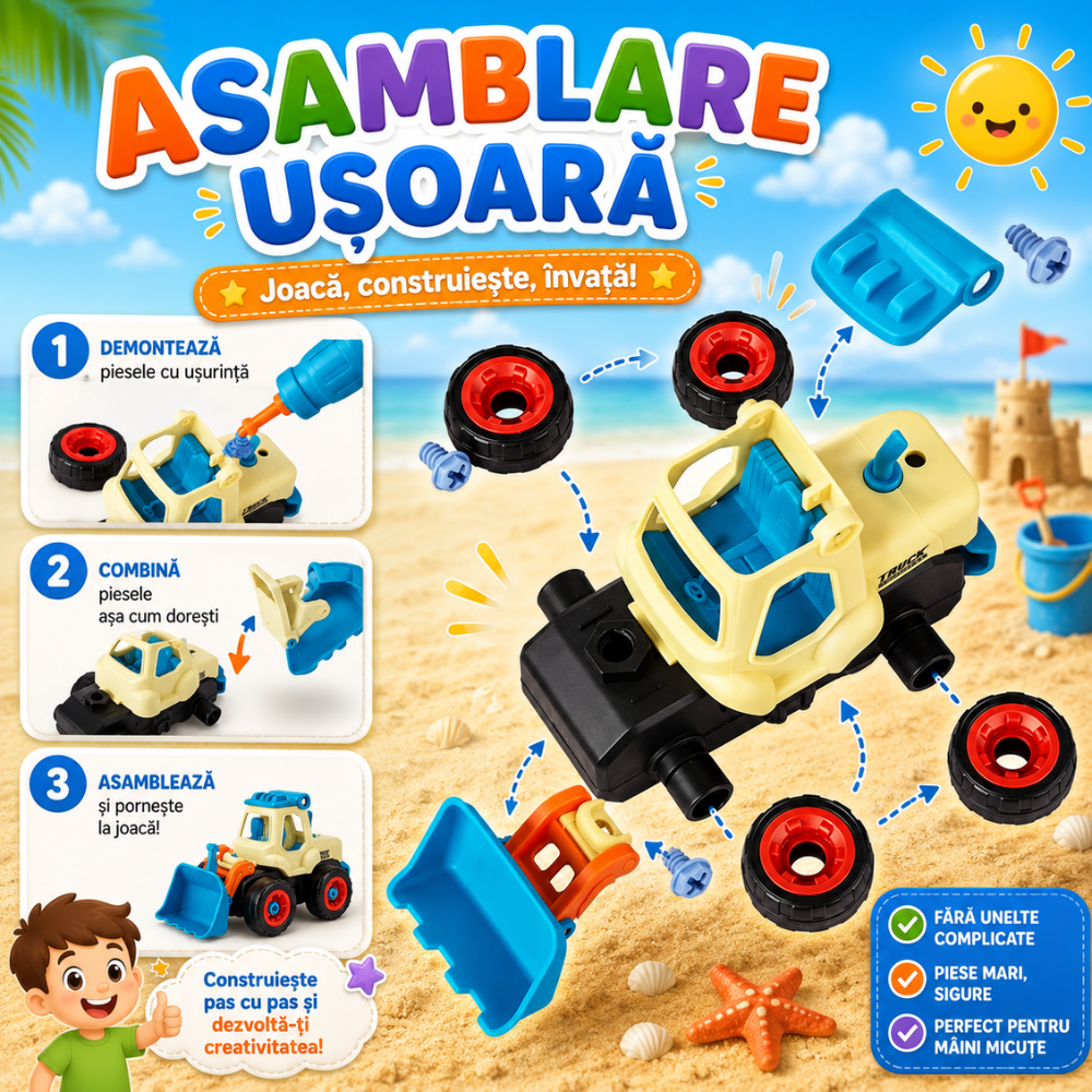Set Masinute Demontabile Pentru Copii, KidProtect ConstructoCars
