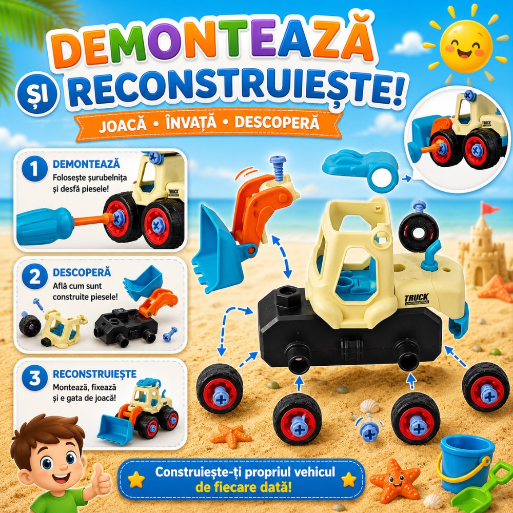 Set Masinute Demontabile Pentru Copii, KidProtect ConstructoCars