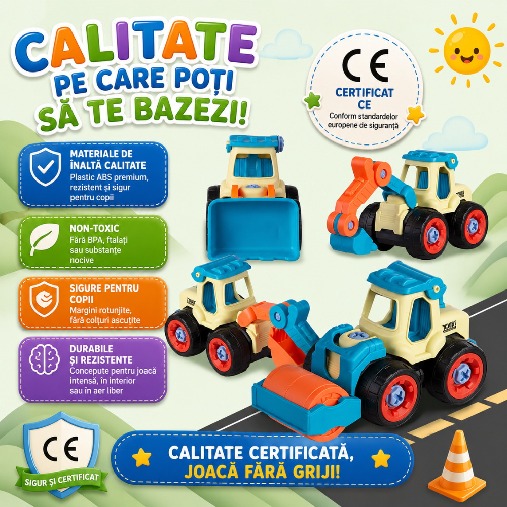 Set Masinute Demontabile Pentru Copii, KidProtect ConstructoCars