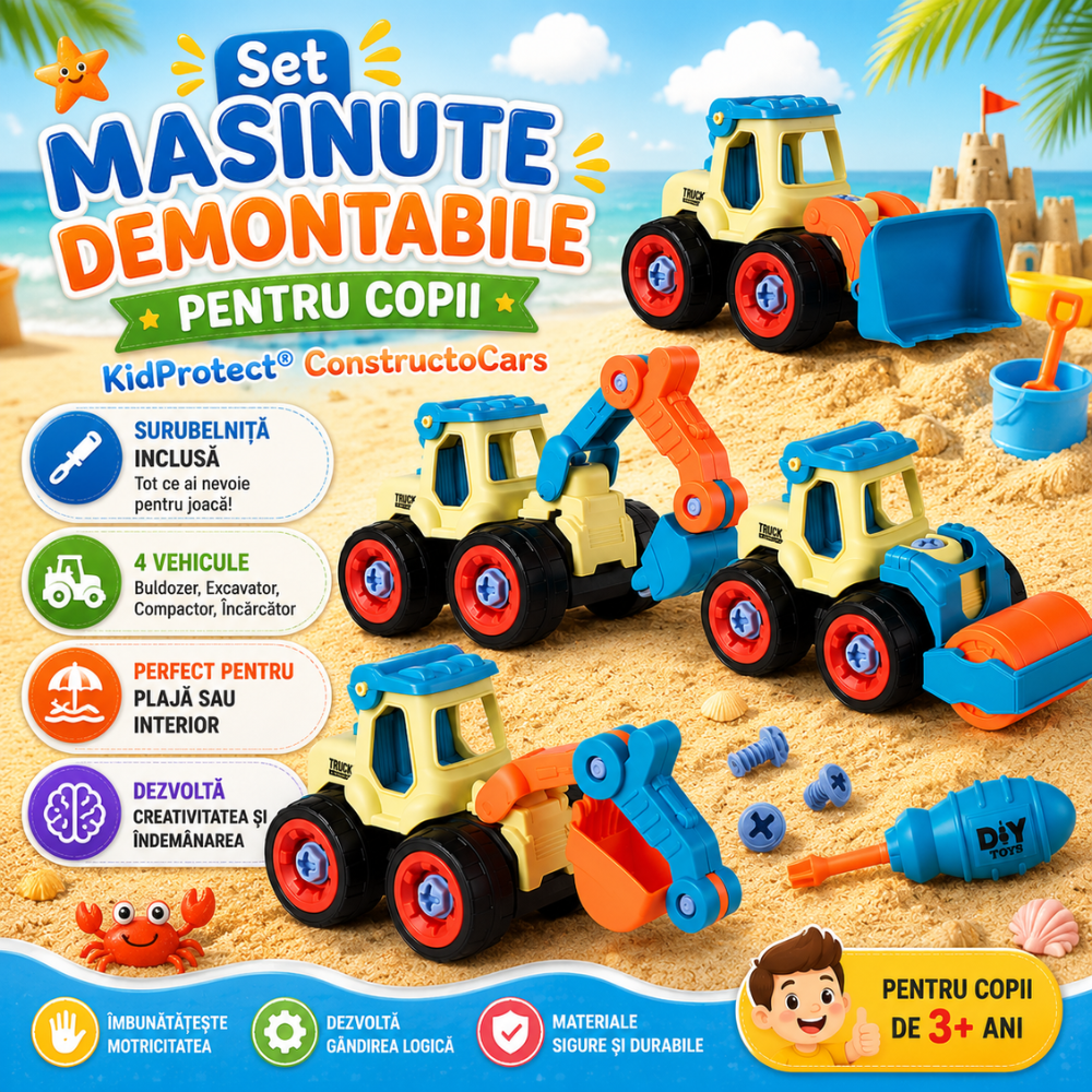 Set Masinute Demontabile Pentru Copii, KidProtect ConstructoCars