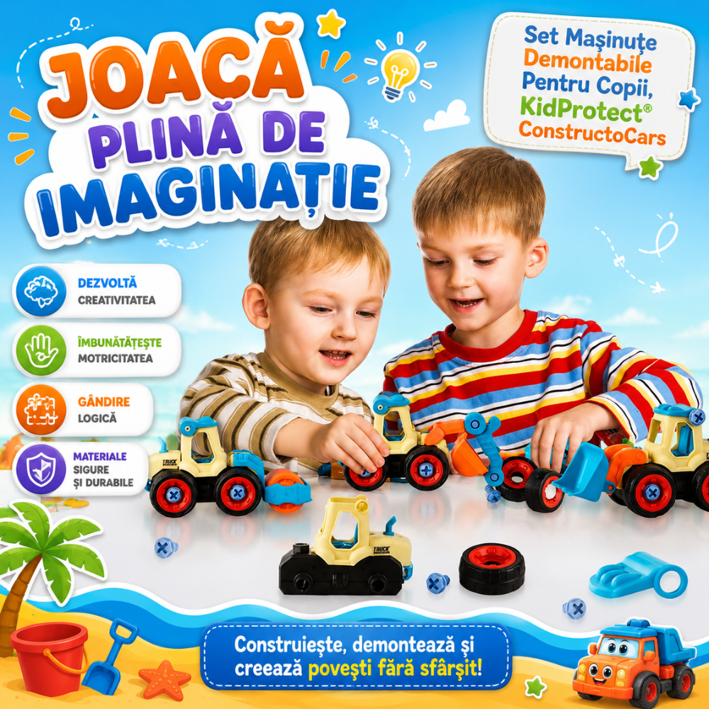 Set Masinute Demontabile Pentru Copii, KidProtect ConstructoCars