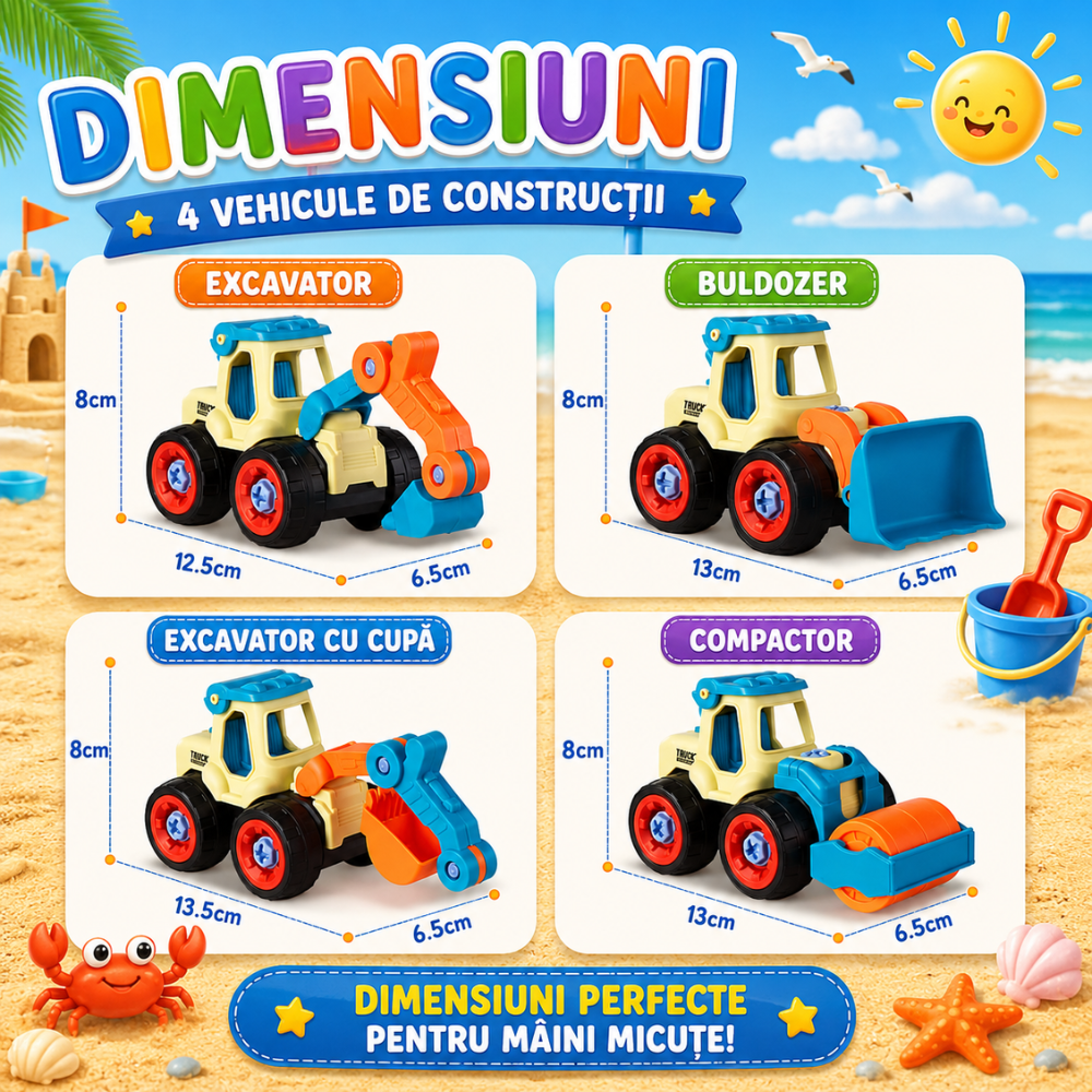 Set Masinute Demontabile Pentru Copii, KidProtect ConstructoCars