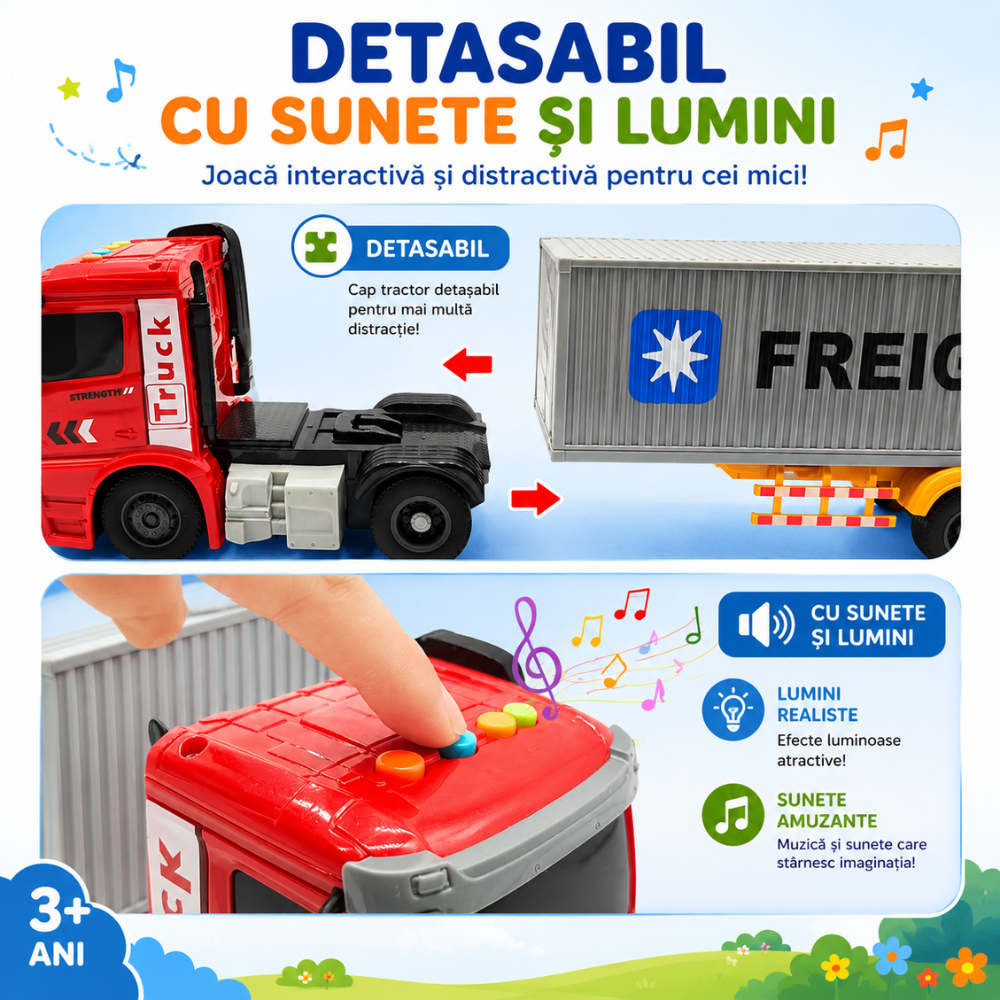 Camion Tir cu Container De Jucarie Pentru Copii, KidProtect FreightMover