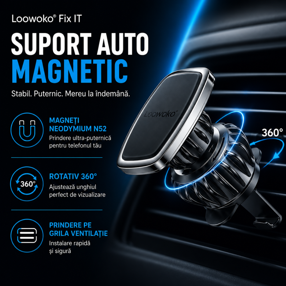 Suport telefon auto magnetic Loowoko Fix IT