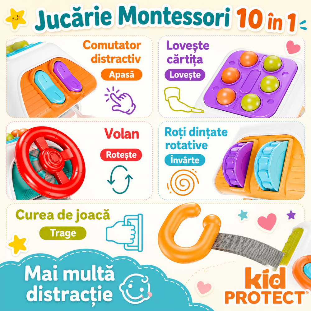 Jucarie Interactiva Bebelusi Montessori KidProtect SmartPlay Cube