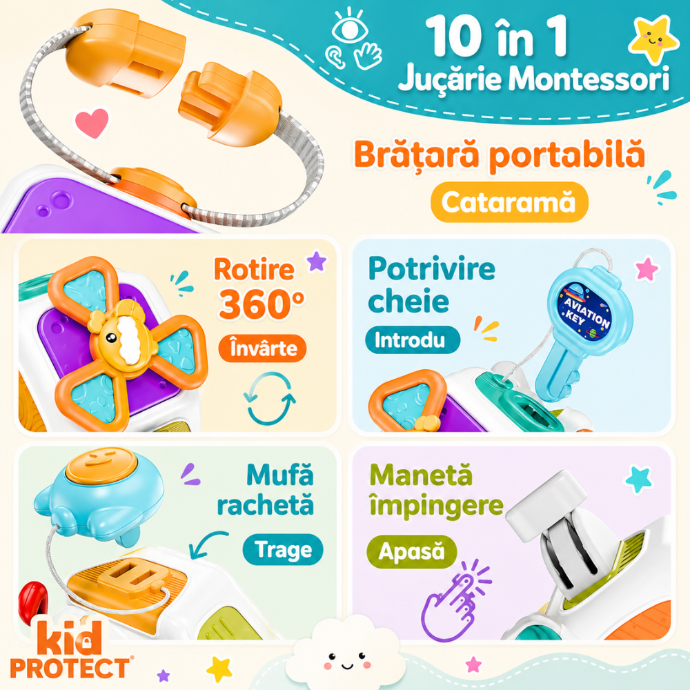 Jucarie Interactiva Bebelusi Montessori KidProtect SmartPlay Cube