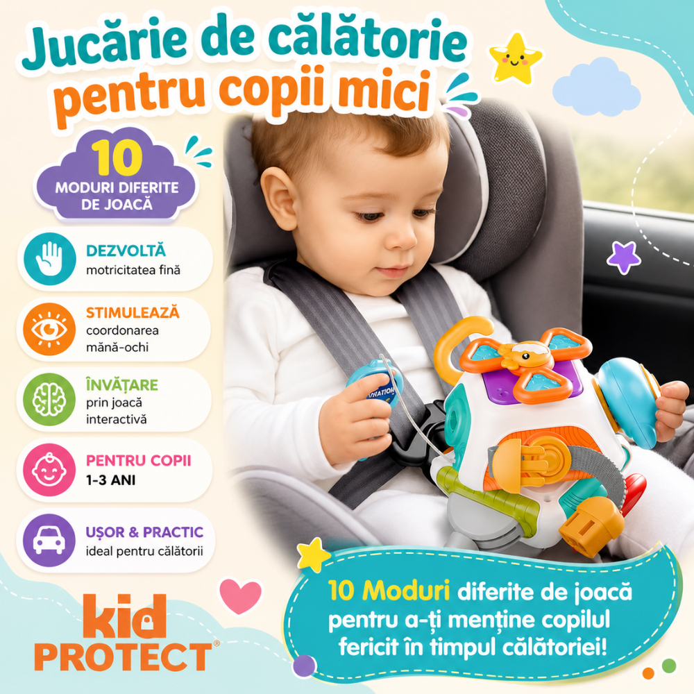 Jucarie Interactiva Bebelusi Montessori KidProtect SmartPlay Cube