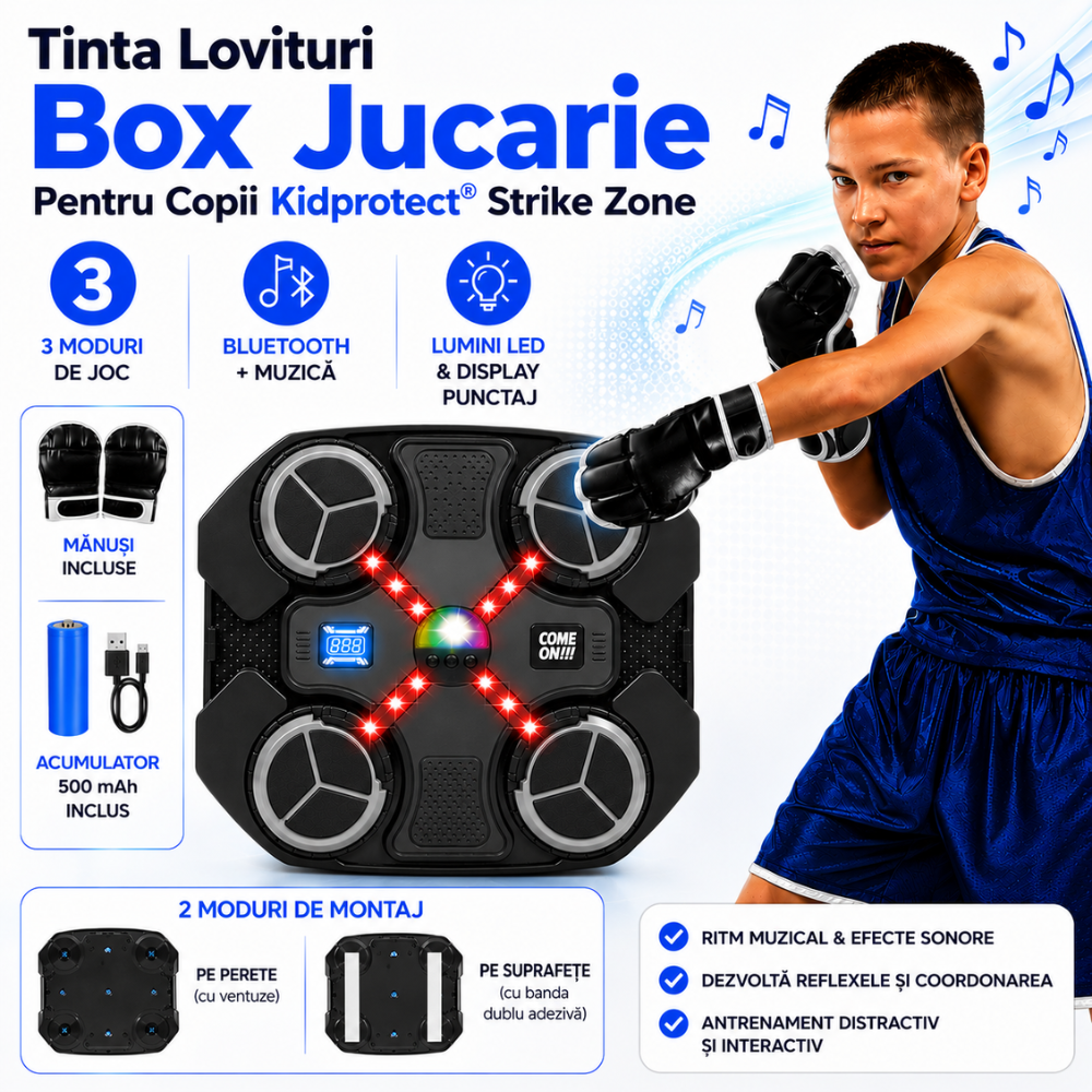 Tinta Lovituri Box Jucarie Pentru Copii Kidprotect Strike Zone, Negru