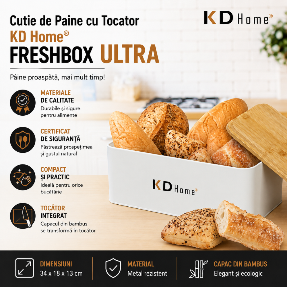 Cutie de Paine cu Tocator KD Home FreshBox Ultra