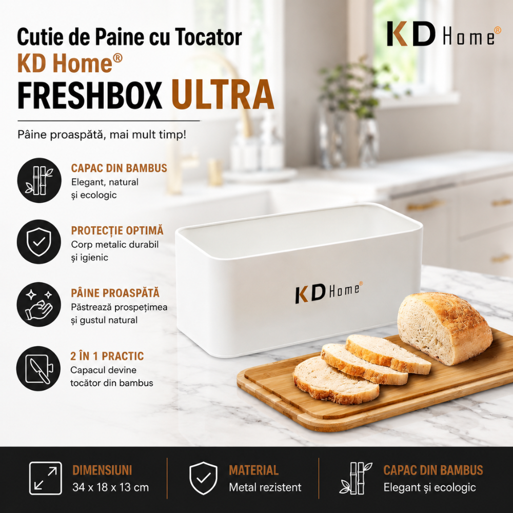 Cutie de Paine cu Tocator KD Home FreshBox Ultra