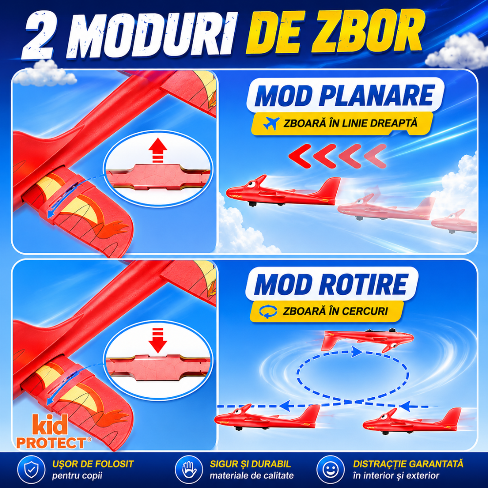 Jucarie Interactiva Pistol Lansator Avioane KidProtect Dino Plane Luncher