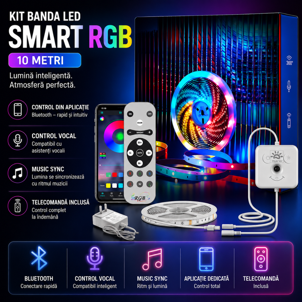 Kit Banda LED Huerler Smart RGB 10 metri