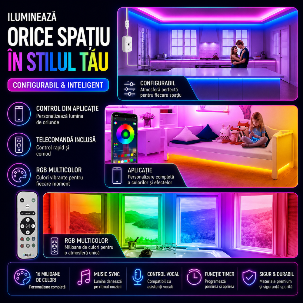 Kit Banda LED Huerler Smart RGB 10 metri