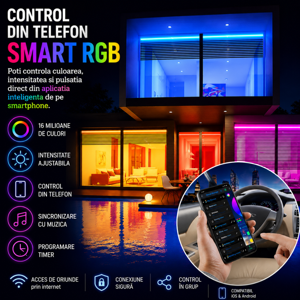 Kit Banda LED Huerler Smart RGB 5 metri