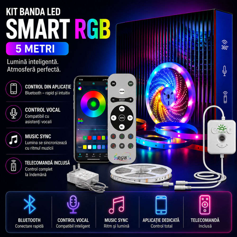 Kit Banda LED Huerler Smart RGB 5 metri