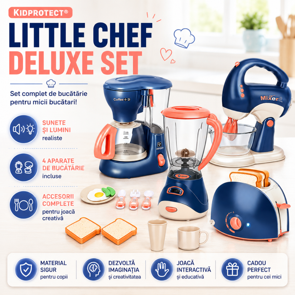 Set Accesorii Bucatarie Copii KidProtect Little Chef Deluxe Set