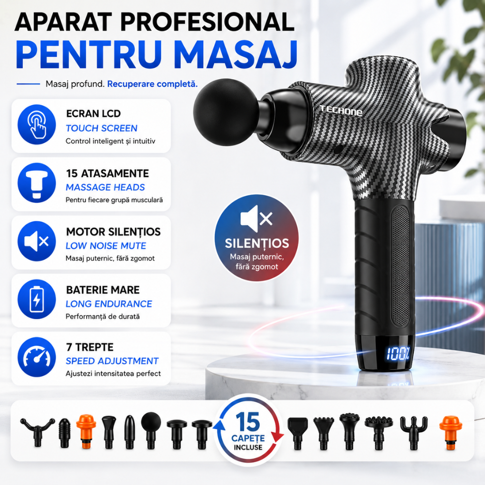 Aparat Pentru Masaj Profesional Tip Pistol Techone Master Pro Y8