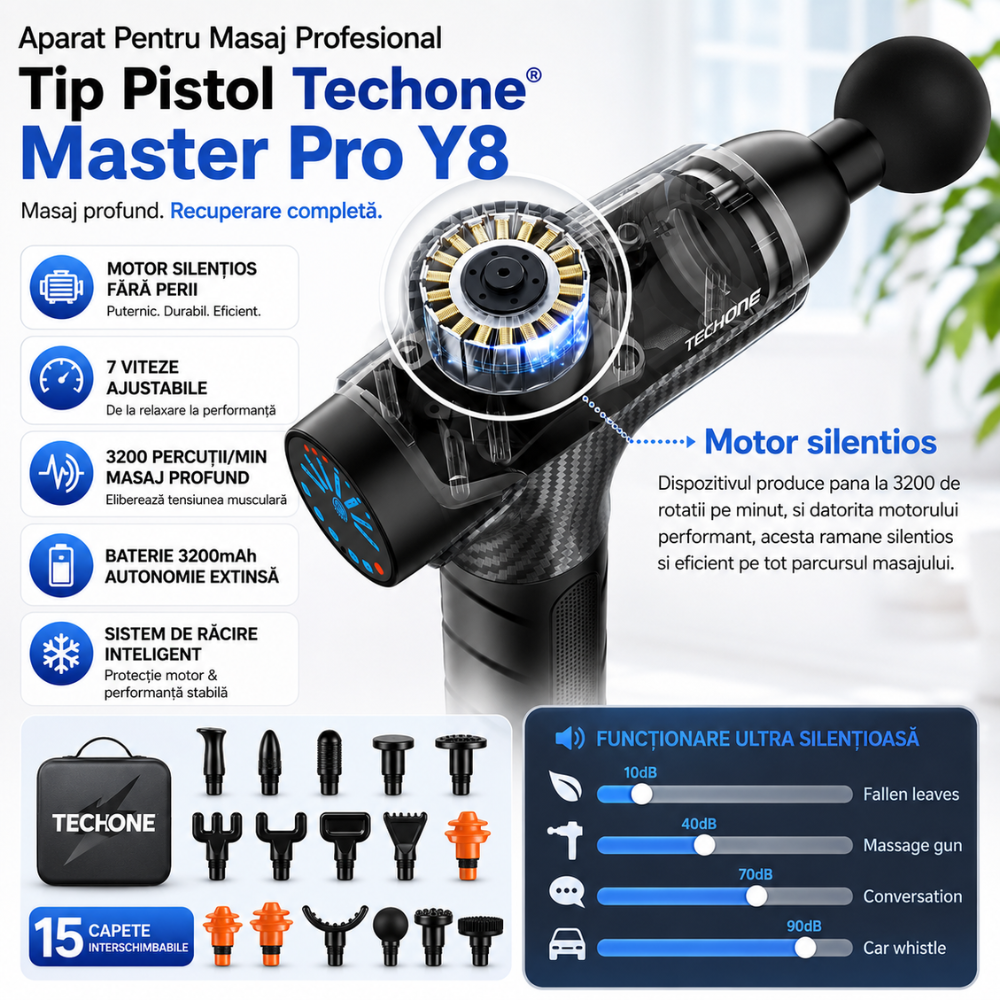 Aparat Pentru Masaj Profesional Tip Pistol Techone Master Pro Y8