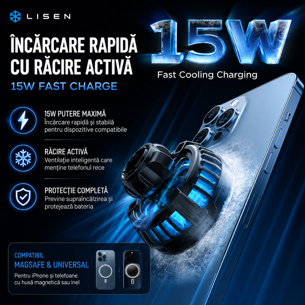 Incarcator Auto Wireless Magnetic Ventilatie Lisen Car Buddy
