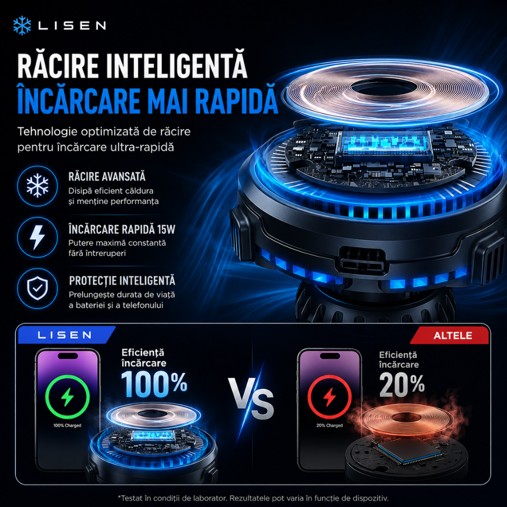 Incarcator Auto Wireless Magnetic Ventilatie Lisen Car Buddy