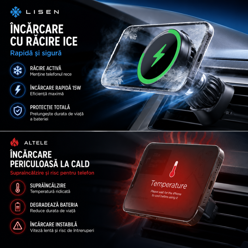Incarcator Auto Wireless Magnetic Ventilatie Lisen Car Buddy