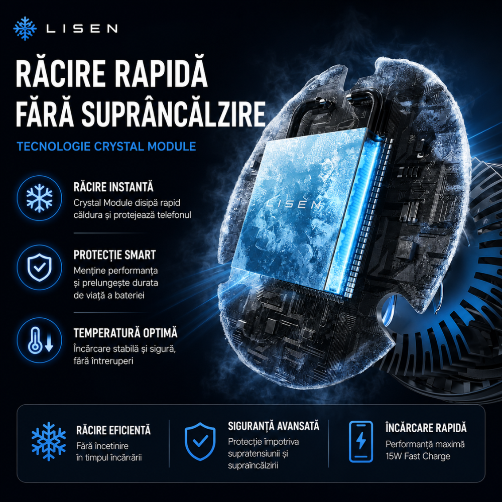 Incarcator Auto Wireless Magnetic Ventilatie Lisen Car Buddy