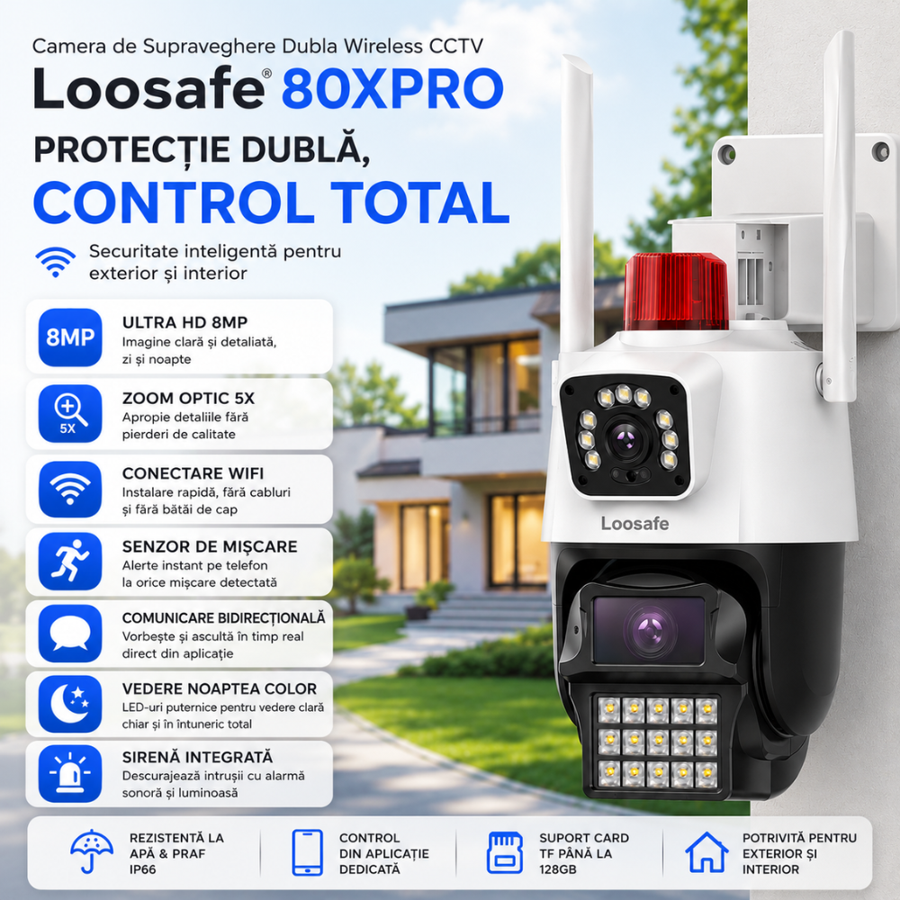 Camera de Supraveghere Dubla Wireless CCTV Loosafe 80XPRO