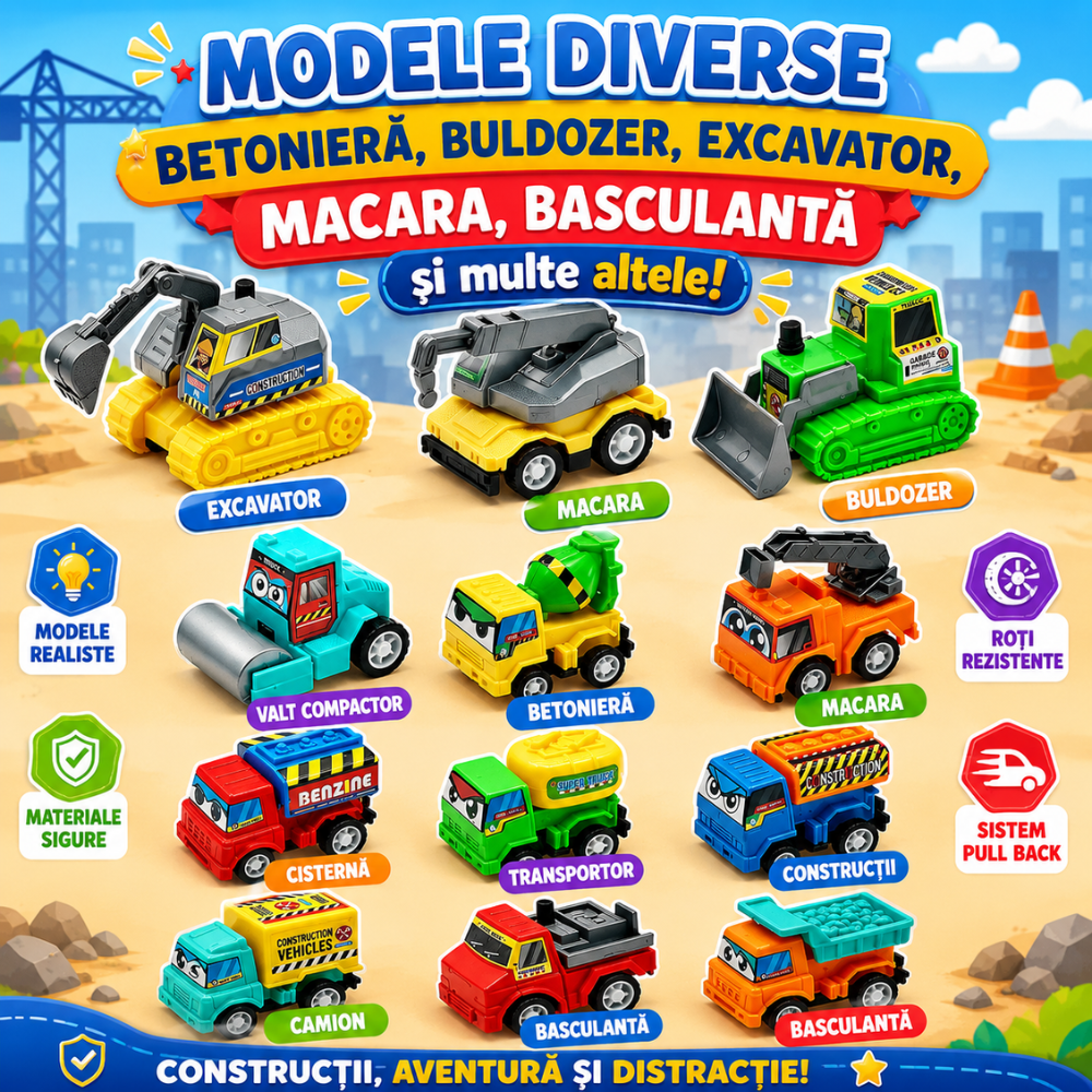 Set 24 Masinute Pentru Copii, KidProtect All Round Cars
