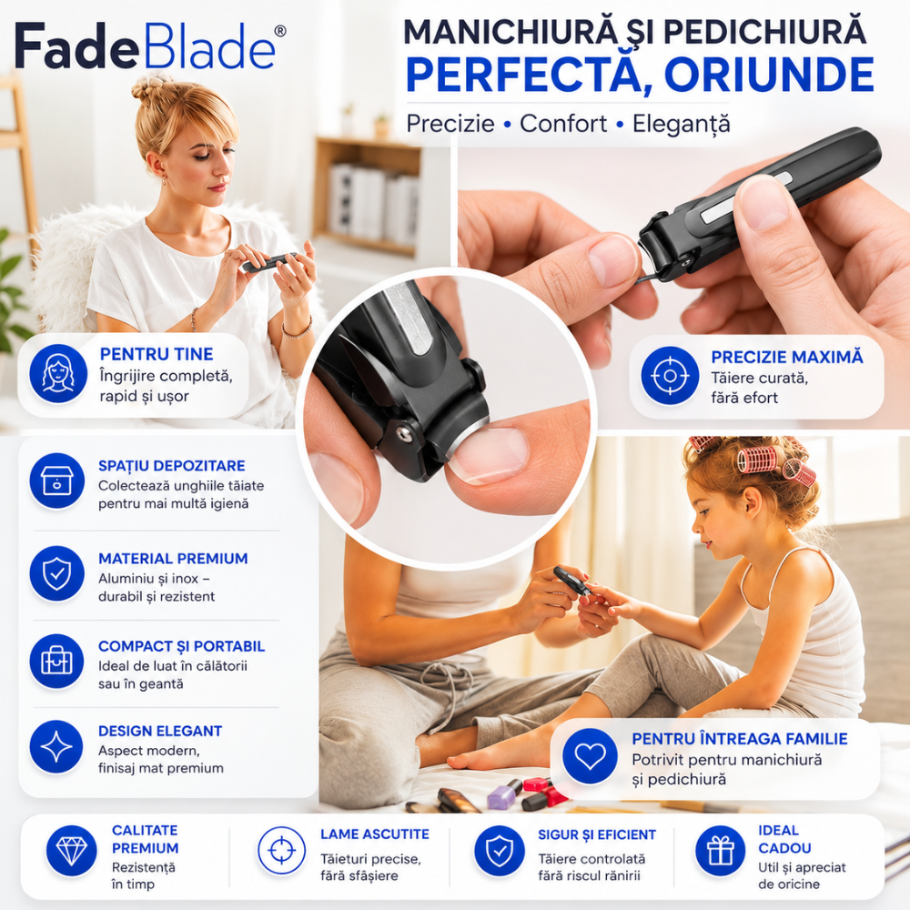 Clestisor Unghii Tip Unghiera Profesional FadeBlade NailAura Pro