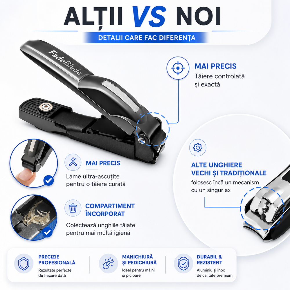 Clestisor Unghii Tip Unghiera Profesional FadeBlade NailAura Pro