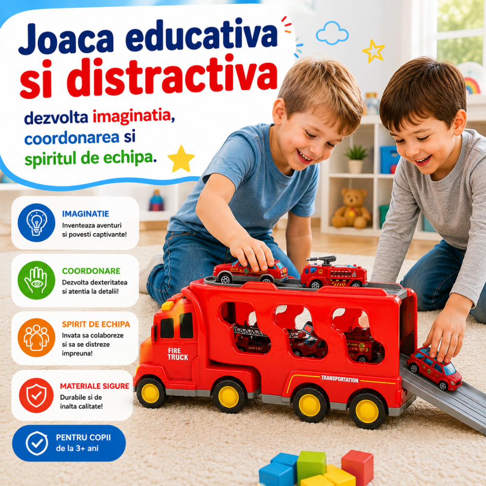 Set Masinute Pentru Copii, KidProtect Fire Elite Truck