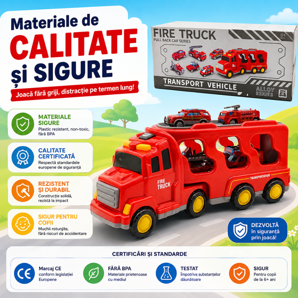 Set Masinute Pentru Copii, KidProtect Fire Elite Truck