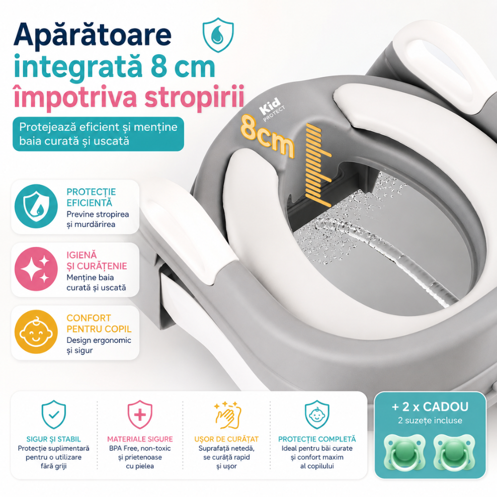 Reductor WC Copii si Olita 2 in 1 Cu Trepte KidProtect GrowStep Toilet
