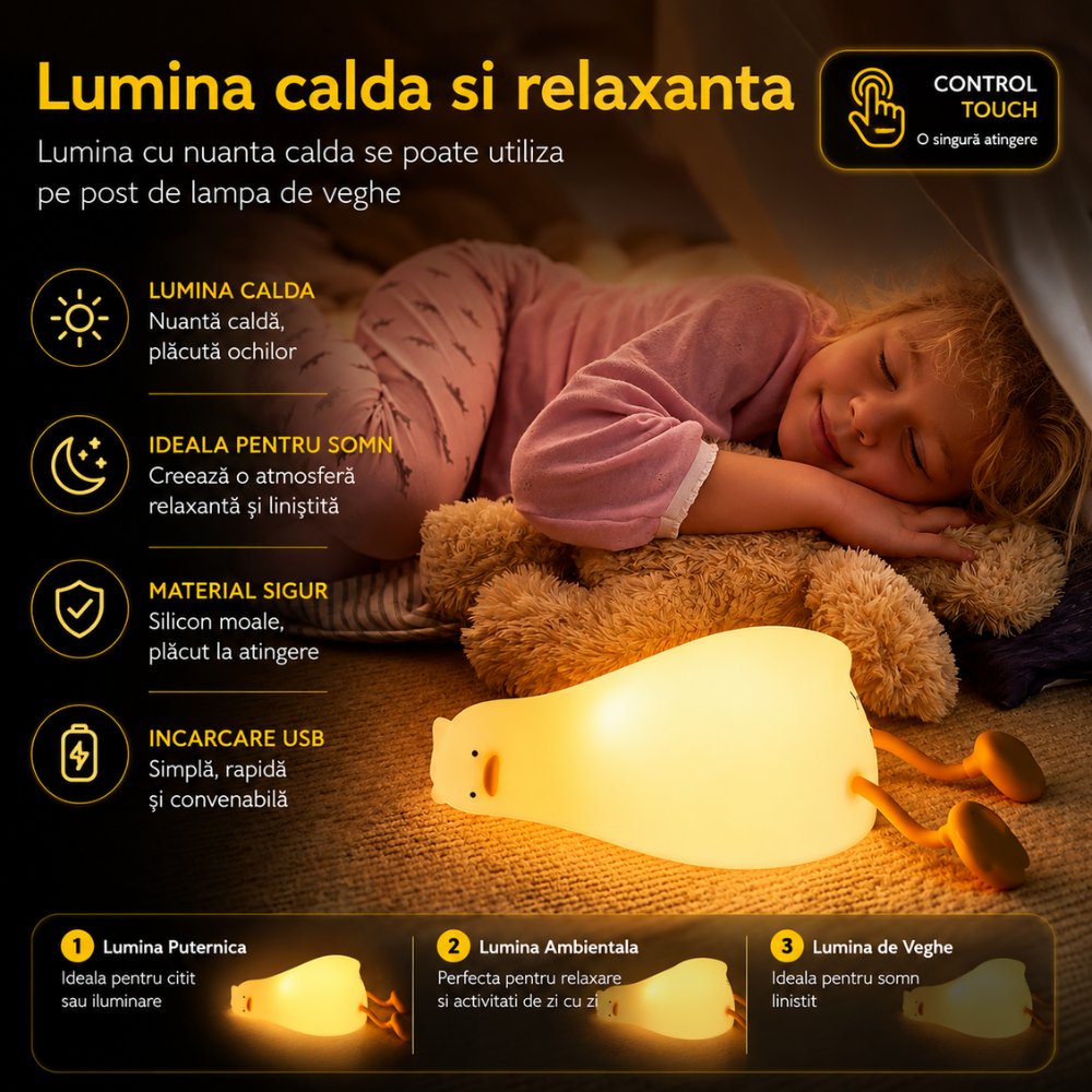 Lampa de Veghe Copii Techone Ratusca Adormita Touch