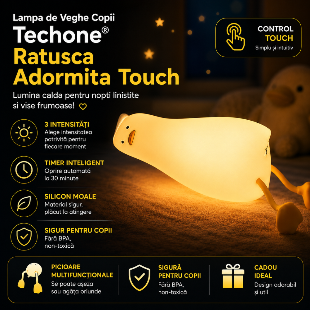 Lampa de Veghe Copii Techone Ratusca Adormita Touch