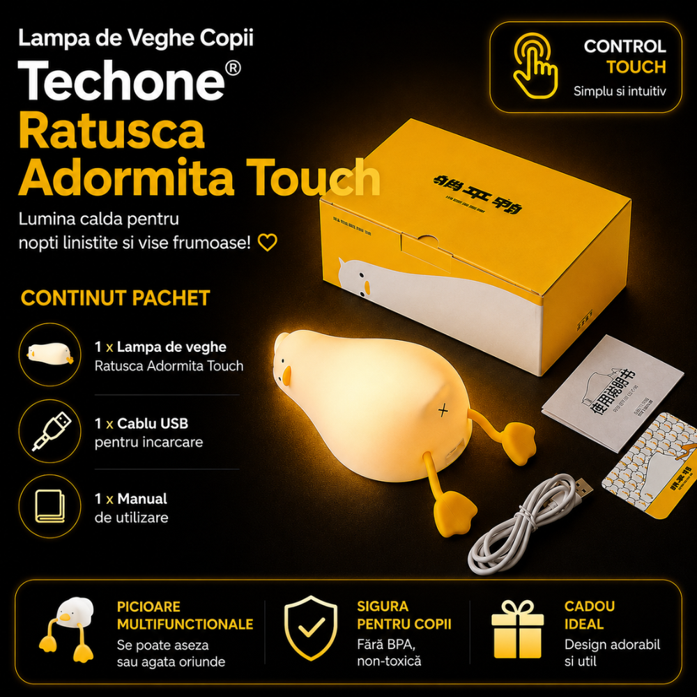 Lampa de Veghe Copii Techone Ratusca Adormita Touch