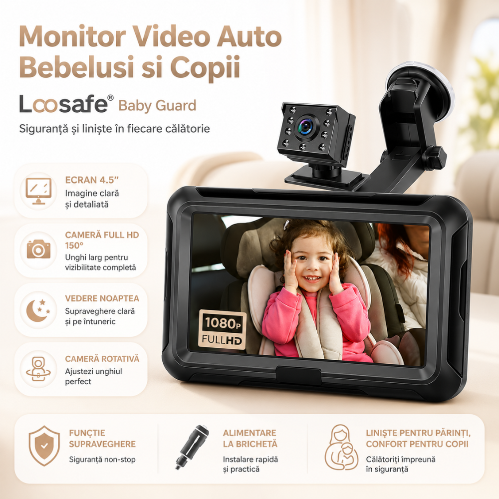 Monitor Video Auto Bebelusi si Copii Loosafe Baby Guard