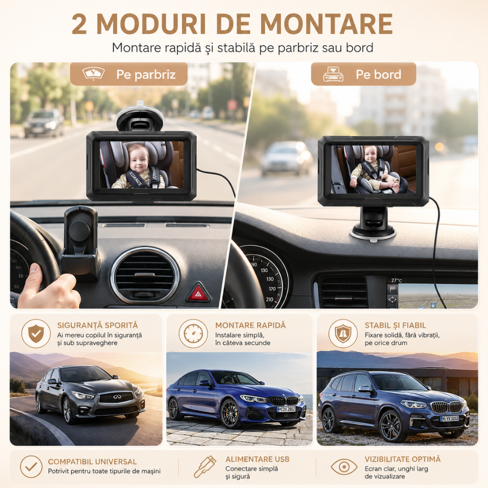 Monitor Video Auto Bebelusi si Copii Loosafe Baby Guard