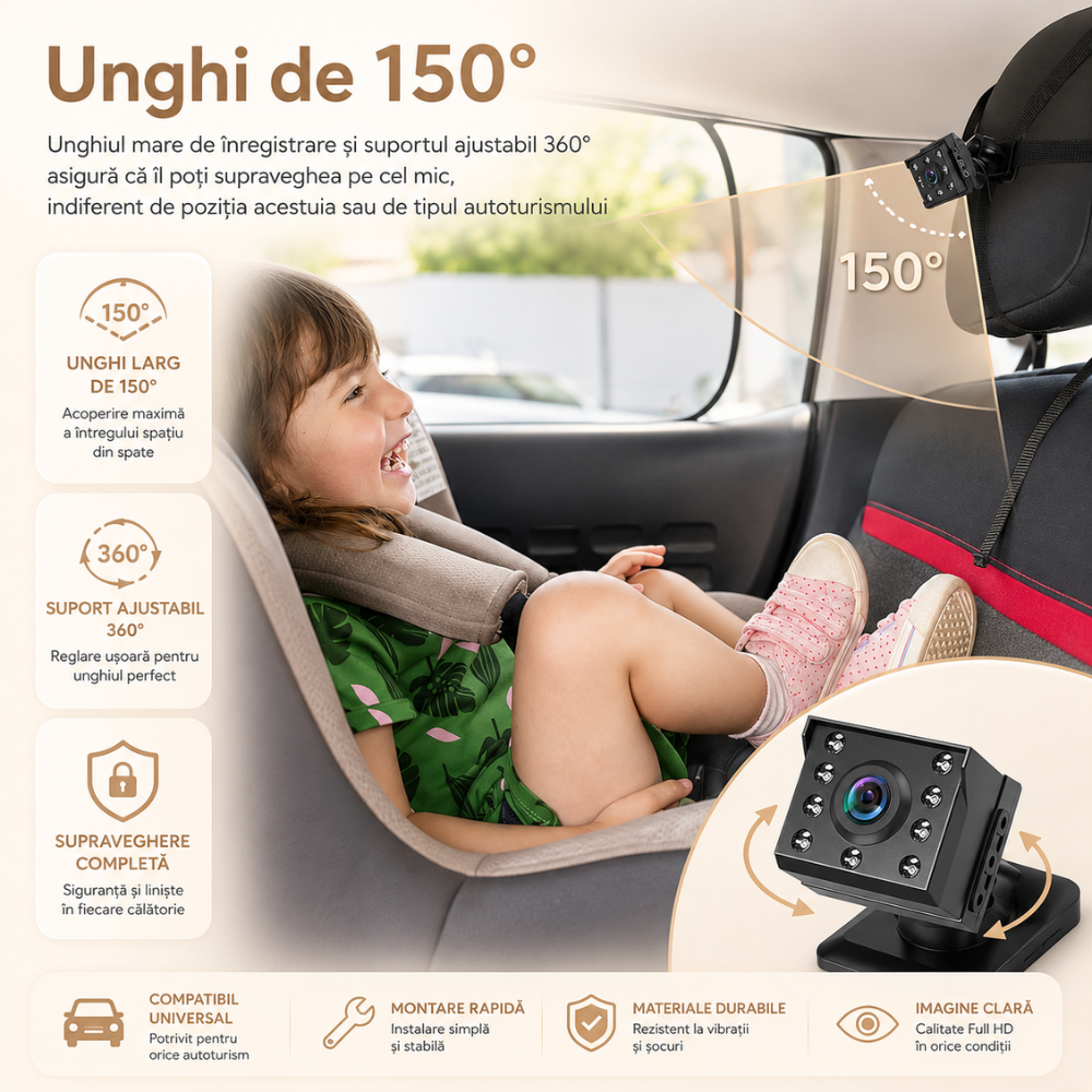 Monitor Video Auto Bebelusi si Copii Loosafe Baby Guard