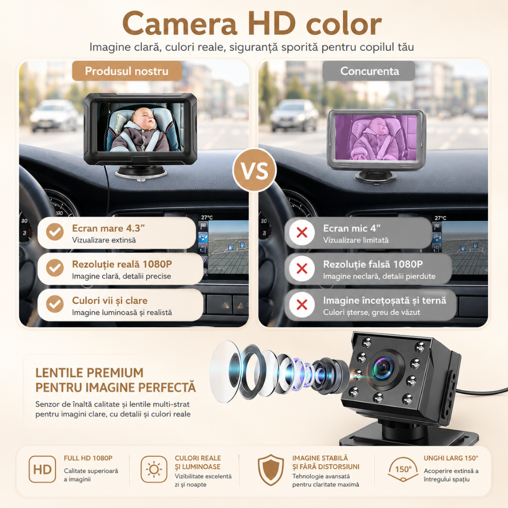 Monitor Video Auto Bebelusi si Copii Loosafe Baby Guard