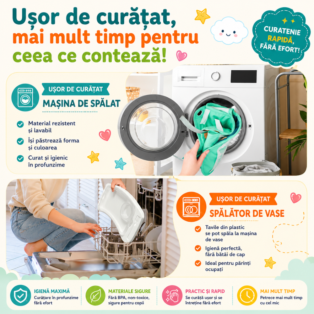 Scaun de Masa Portabil 2 in 1 Pentru Bebelusi si Copii, KidProtect Easy Mom