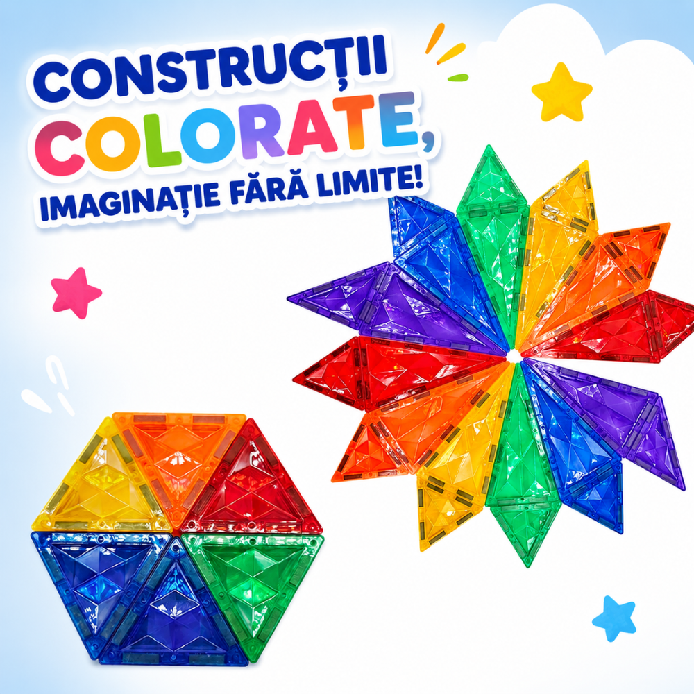 Set Constructie Blocuri Magnetice Copii KidProtect Big Tiles Puzzle