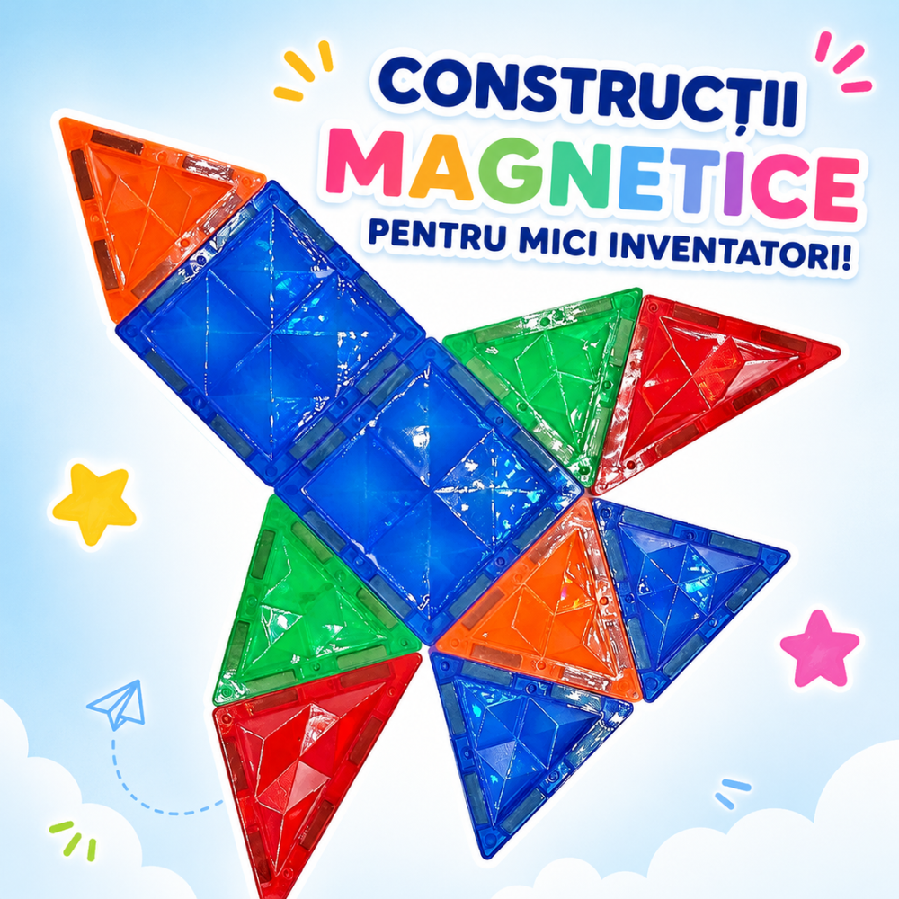 Set Constructie Blocuri Magnetice Copii KidProtect Big Tiles Puzzle