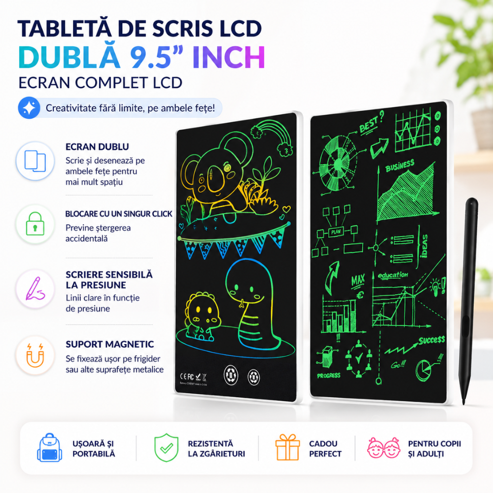 Tableta de scris si desenat color dubla Techone 095B